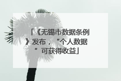 《无锡市数据条例》发布，“个人数据”可获得收益