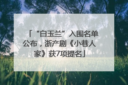“白玉兰”入围名单公布，浙产剧《小巷人家》获7项提名