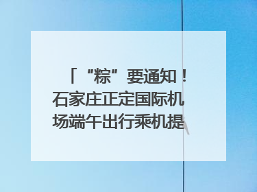 “粽”要通知！石家庄正定国际机场端午出行乘机提示，快来get