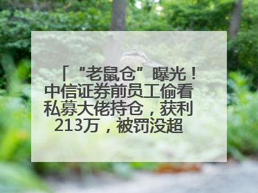 “老鼠仓”曝光！中信证券前员工偷看私募大佬持仓，获利213万，被罚没超426万