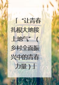 “让青春扎根大地接上地气”（乡村全面振兴中的青春力量）