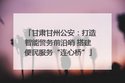 甘肃甘州公安：打造智能警务前沿哨 搭建便民服务“连心桥”