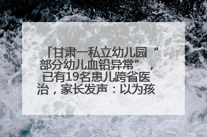 甘肃一私立幼儿园“部分幼儿血铅异常”，已有19名患儿跨省医治，家长发声：以为孩子出问题，没想过会与学校有关