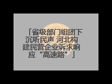 省级部门组团下沉听民声 河北构建民营企业诉求响应“高速路”