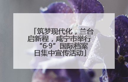 筑梦现代化，兰台启新程，咸宁市举行“6·9”国际档案日集中宣传活动