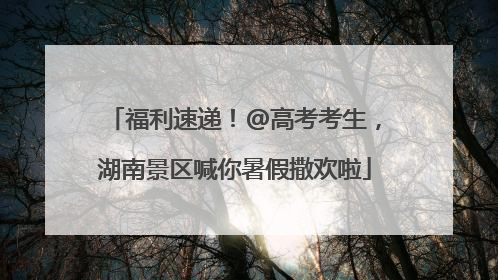 福利速递！@高考考生，湖南景区喊你暑假撒欢啦