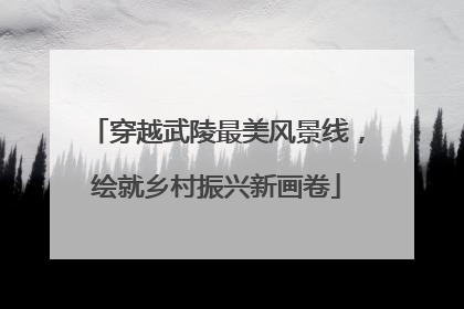 穿越武陵最美风景线，绘就乡村振兴新画卷