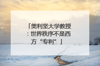 美利坚大学教授：世界秩序不是西方“专利”