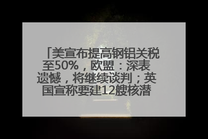 美宣布提高钢铝关税至50%，欧盟：深表遗憾，将继续谈判；英国宣称要建12艘核潜艇；马斯克最新发声：不想为美政府所做的一切承担责任丨早报