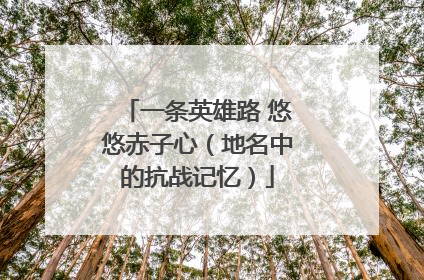 一条英雄路 悠悠赤子心（地名中的抗战记忆）