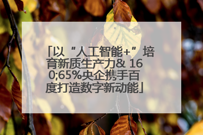 以“人工智能+”培育新质生产力& 160;65%央企携手百度打造数字新动能