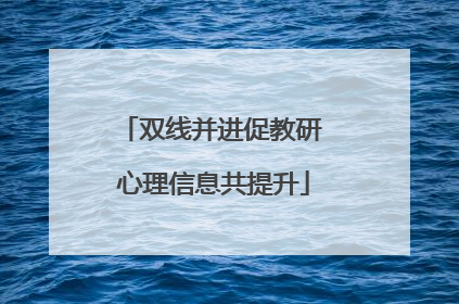 双线并进促教研 心理信息共提升