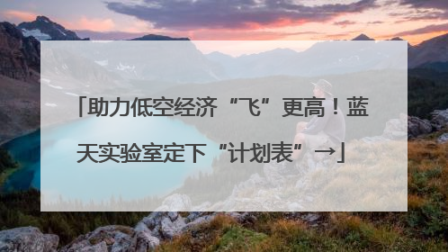 助力低空经济“飞”更高！蓝天实验室定下“计划表”→