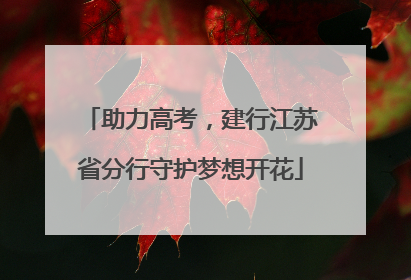 助力高考，建行江苏省分行守护梦想开花
