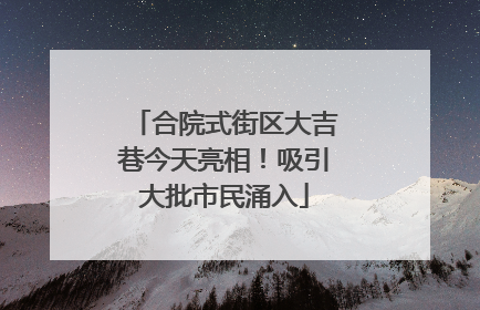 合院式街区大吉巷今天亮相！吸引大批市民涌入