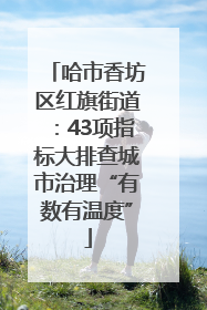 哈市香坊区红旗街道：43项指标大排查城市治理“有数有温度”