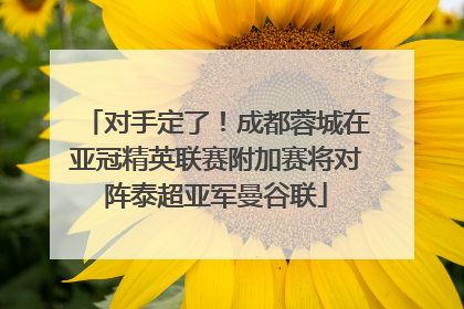 对手定了！成都蓉城在亚冠精英联赛附加赛将对阵泰超亚军曼谷联