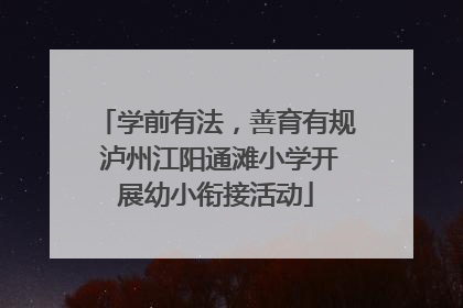 学前有法，善育有规 泸州江阳通滩小学开展幼小衔接活动