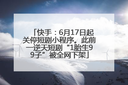 快手：6月17日起关停短剧小程序。此前一逆天短剧“1胎生99子”被全网下架