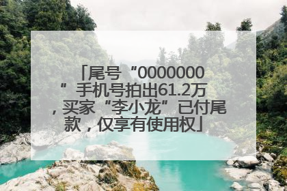 尾号“0000000”手机号拍出61.2万，买家“李小龙”已付尾款，仅享有使用权