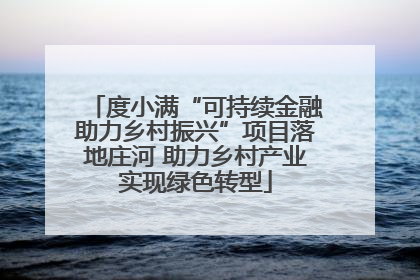 度小满“可持续金融助力乡村振兴”项目落地庄河 助力乡村产业实现绿色转型