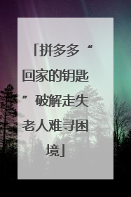拼多多“回家的钥匙”破解走失老人难寻困境
