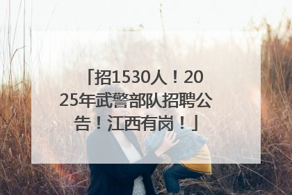 招1530人！2025年武警部队招聘公告！江西有岗！