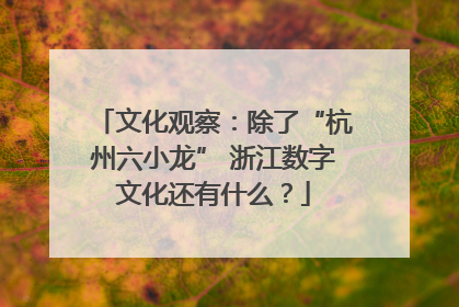 文化观察：除了“杭州六小龙” 浙江数字文化还有什么？
