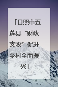 日照市五莲县“财政支农”促进乡村全面振兴
