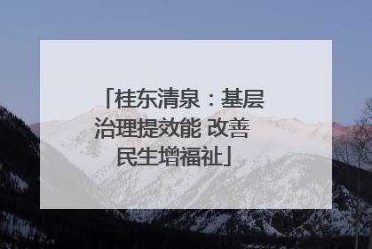 桂东清泉：基层治理提效能 改善民生增福祉