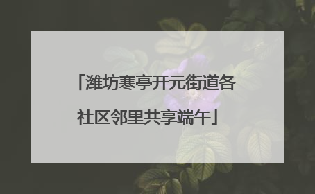 潍坊寒亭开元街道各社区邻里共享端午
