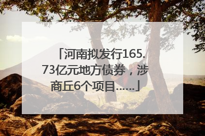 河南拟发行165.73亿元地方债券，涉商丘6个项目……
