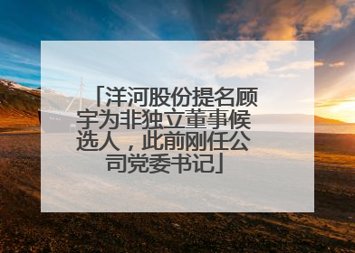 洋河股份提名顾宇为非独立董事候选人，此前刚任公司党委书记