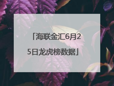 海联金汇6月25日龙虎榜数据