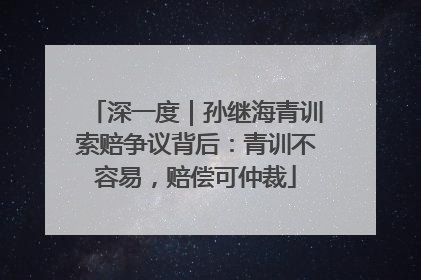 深一度｜孙继海青训索赔争议背后：青训不容易，赔偿可仲裁