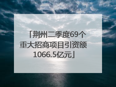 荆州二季度69个重大招商项目引资额1066.5亿元