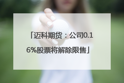 迈科期货：公司0.16%股票将解除限售