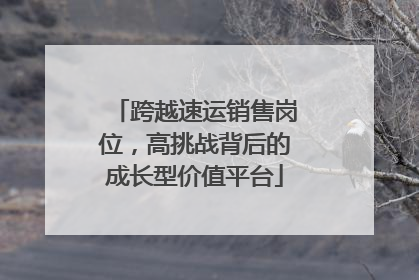 跨越速运销售岗位，高挑战背后的成长型价值平台