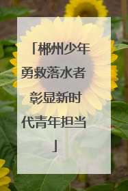 郴州少年勇救落水者 彰显新时代青年担当