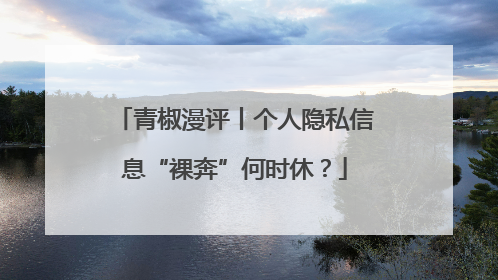 青椒漫评丨个人隐私信息“裸奔”何时休？