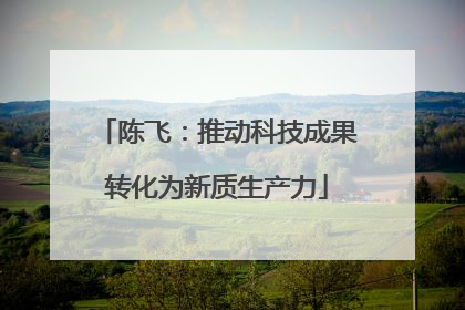 陈飞：推动科技成果转化为新质生产力