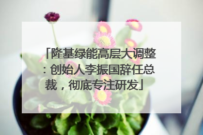 隆基绿能高层大调整：创始人李振国辞任总裁，彻底专注研发