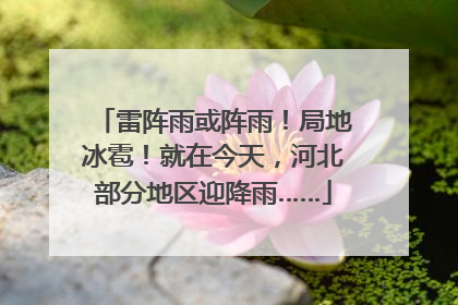 雷阵雨或阵雨！局地冰雹！就在今天，河北部分地区迎降雨……