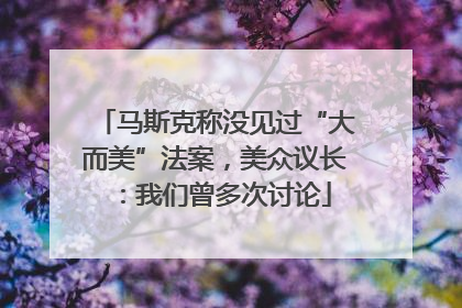 马斯克称没见过“大而美”法案，美众议长：我们曾多次讨论