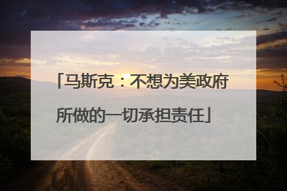 马斯克：不想为美政府所做的一切承担责任