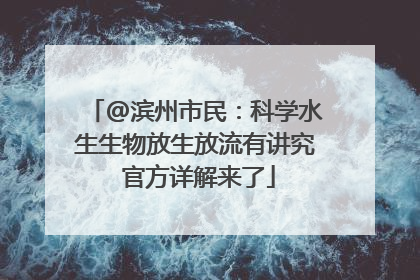 @滨州市民：科学水生生物放生放流有讲究 官方详解来了